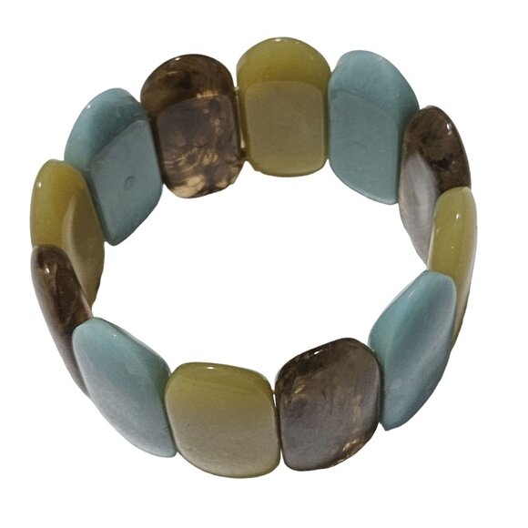 Boho Chunky Oval Resin Beads Stretch Bracelet Statement Fashion Jewelry Women - Picture 3 of 4